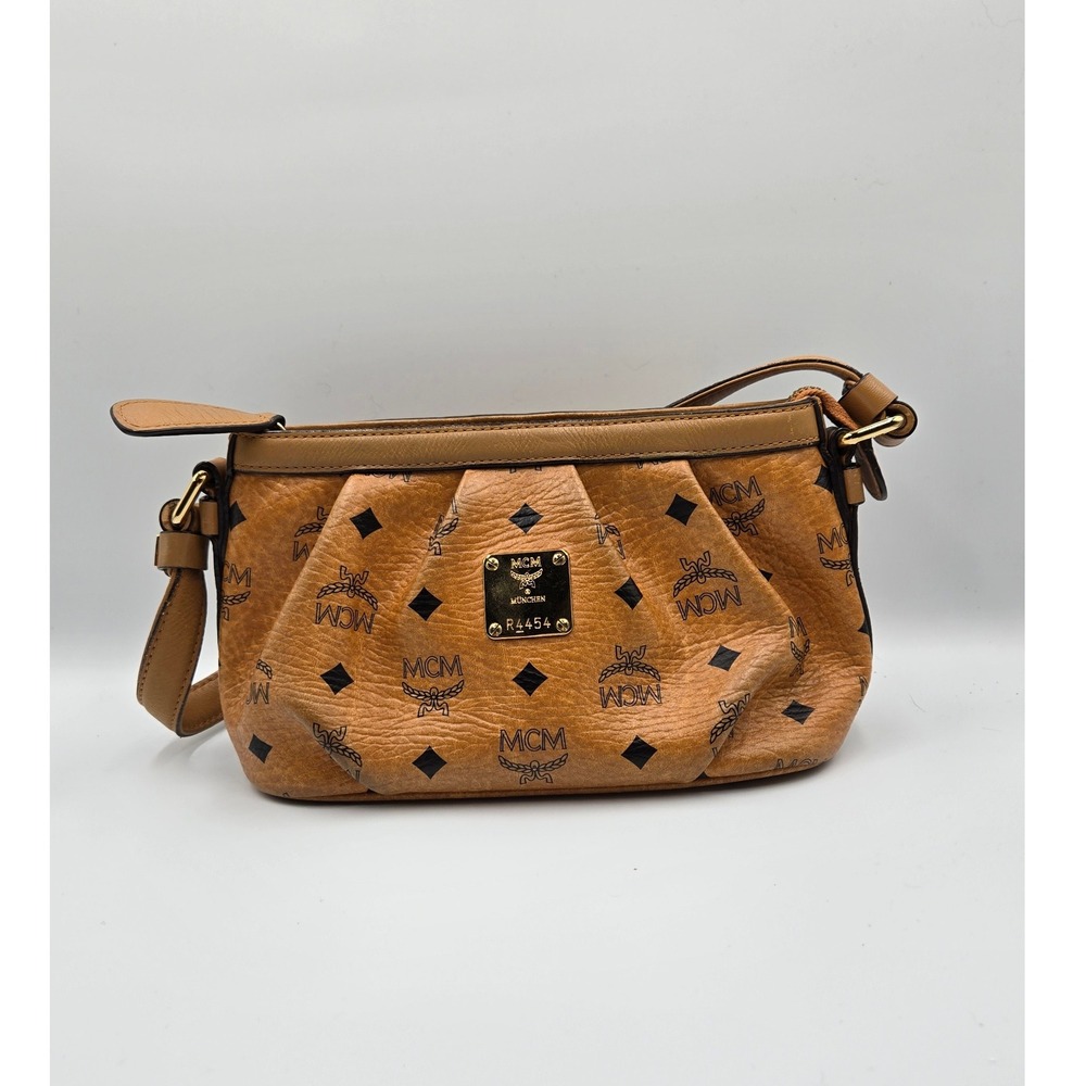 MCM Monogram Shoulder Bag Designer Purse Handbag Top Handle Small